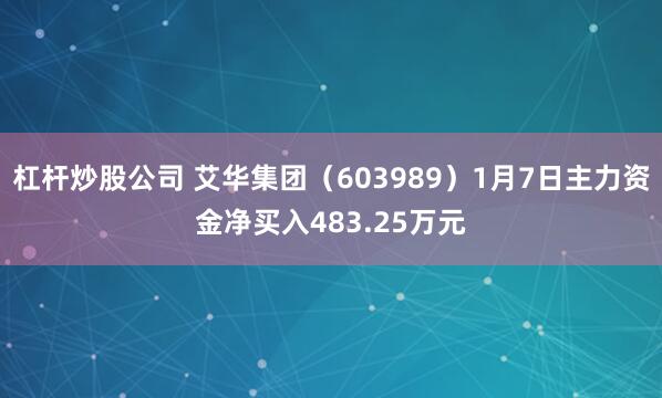 杠杆炒股公司 艾华集团（603989）1月7日主力资金净买入483.25万元