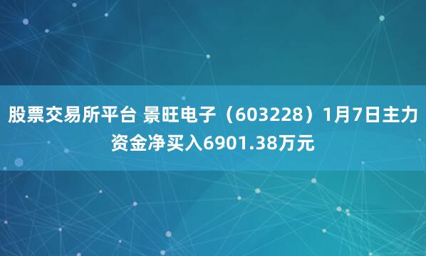 股票交易所平台 景旺电子（603228）1月7日主力资金净买入6901.38万元