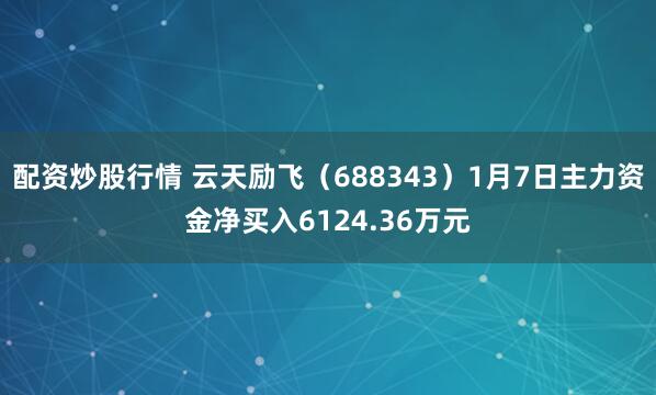 配资炒股行情 云天励飞（688343）1月7日主力资金净买入6124.36万元