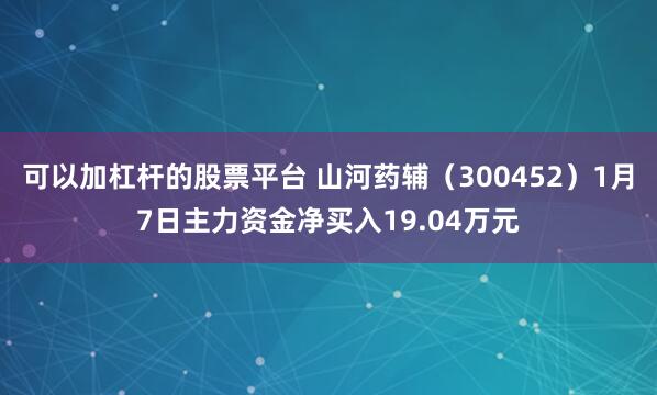 可以加杠杆的股票平台 山河药辅（300452）1月7日主力资金净买入19.04万元