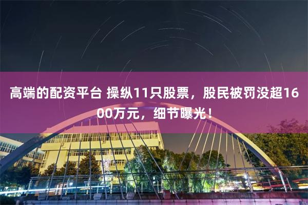 高端的配资平台 操纵11只股票，股民被罚没超1600万元，细节曝光！