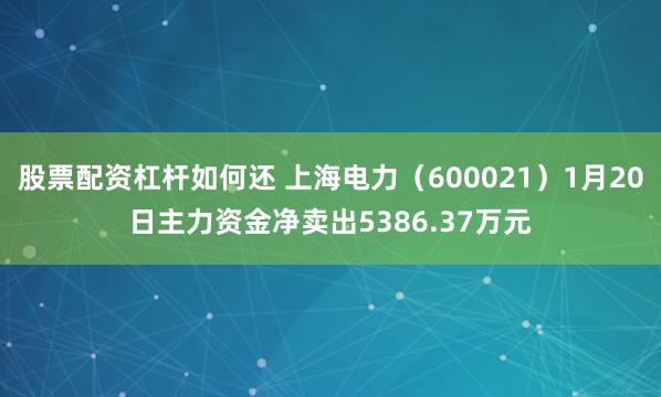 股票配资杠杆如何还 上海电力（600021）1月20日主力资金净卖出5386.37万元